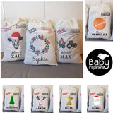 Handmade Personalised Santa Sacks in Calico 10 designs